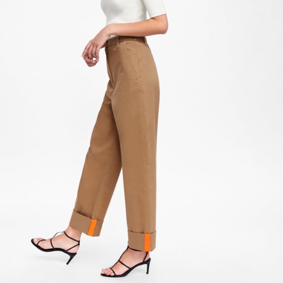 Zara Womens High Waisted Chino Pants 